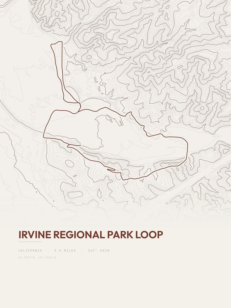 Irvine Regional Park Loop Topographic print
