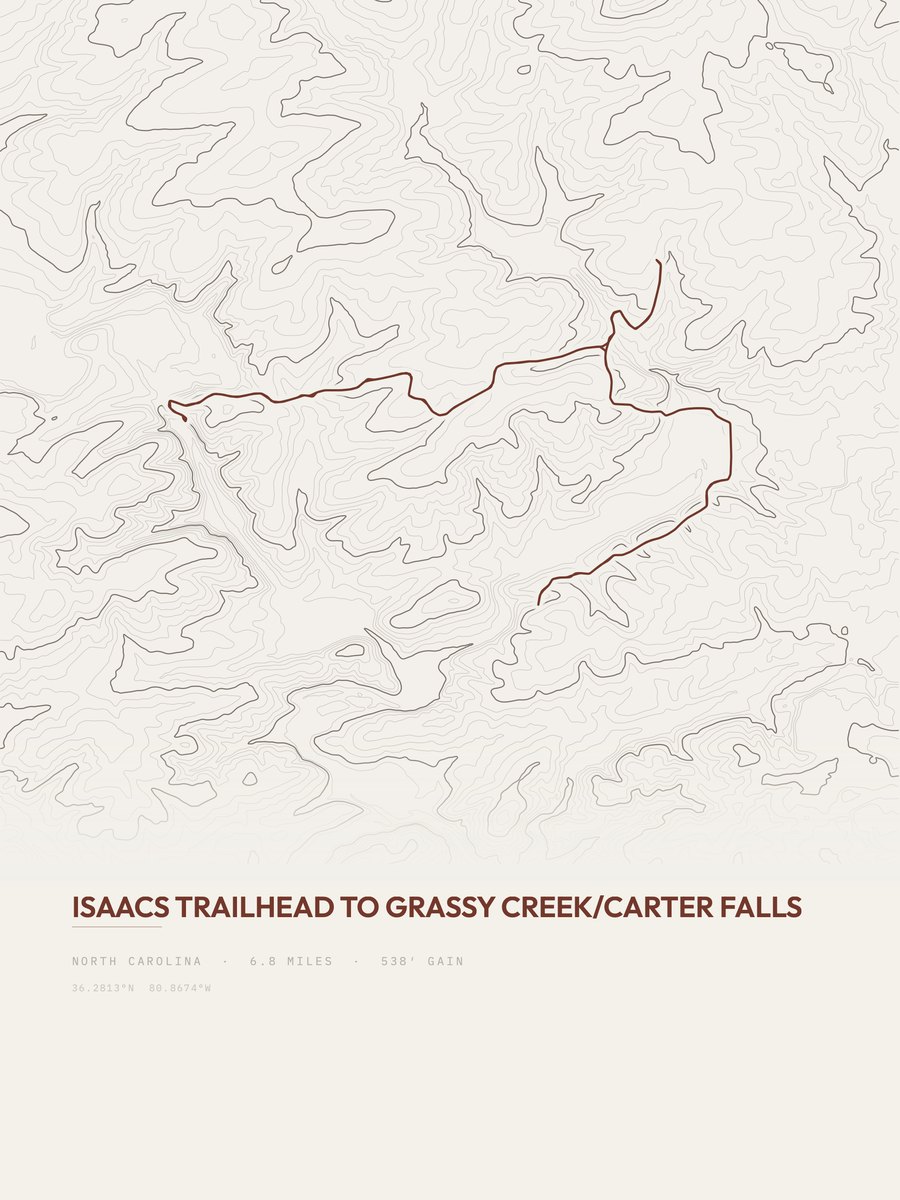 Isaacs Trailhead to Grassy Creek Topographic print