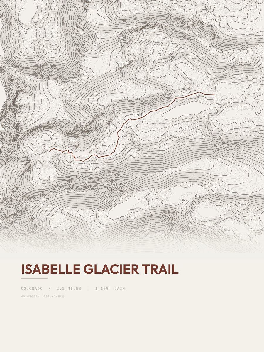 Isabelle Glacier Trail topographic trail print