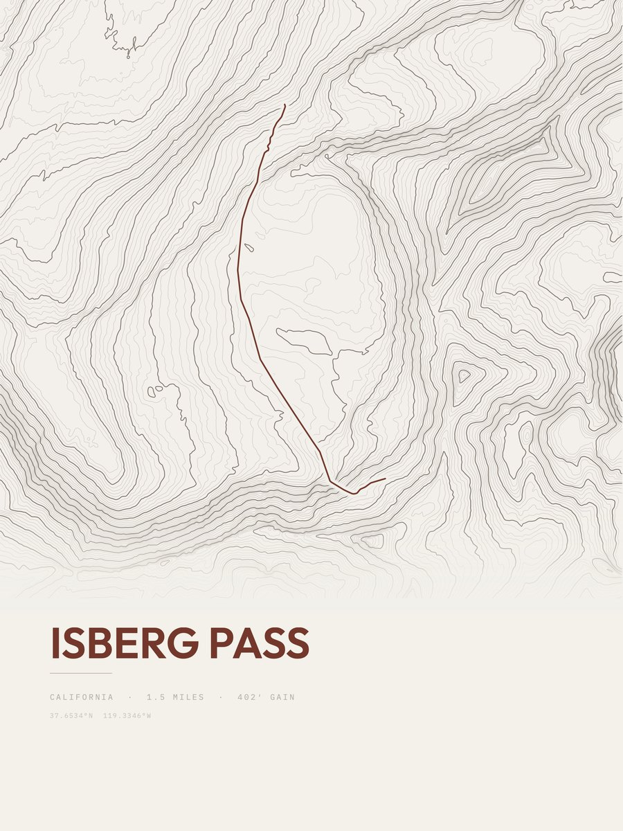 Isberg Pass topographic trail print