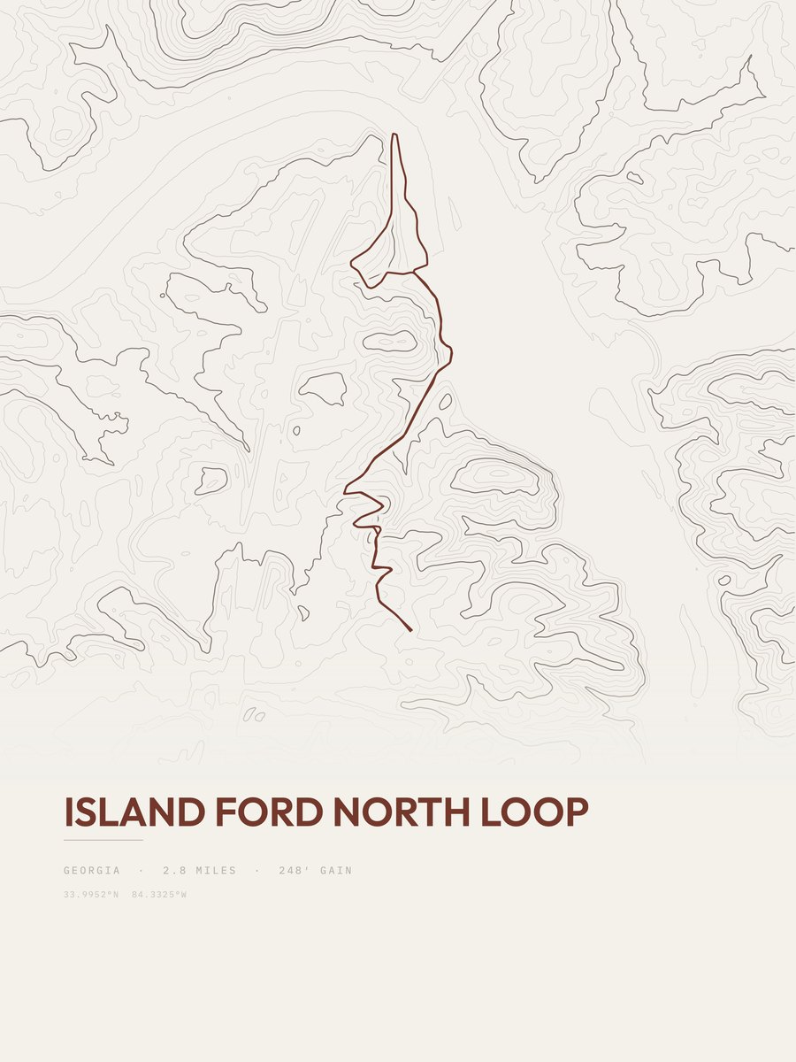 Island Ford North Loop topographic trail print