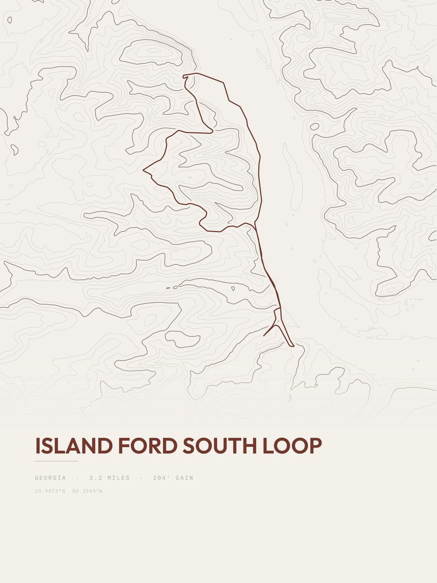 Island Ford South Loop topographic trail print