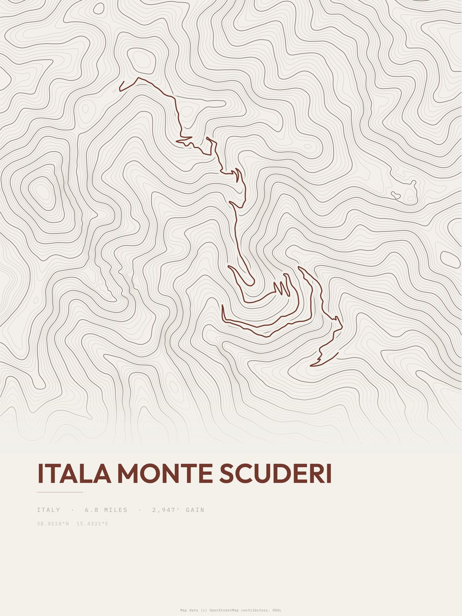 Itala Monte Scuderi Topographic print