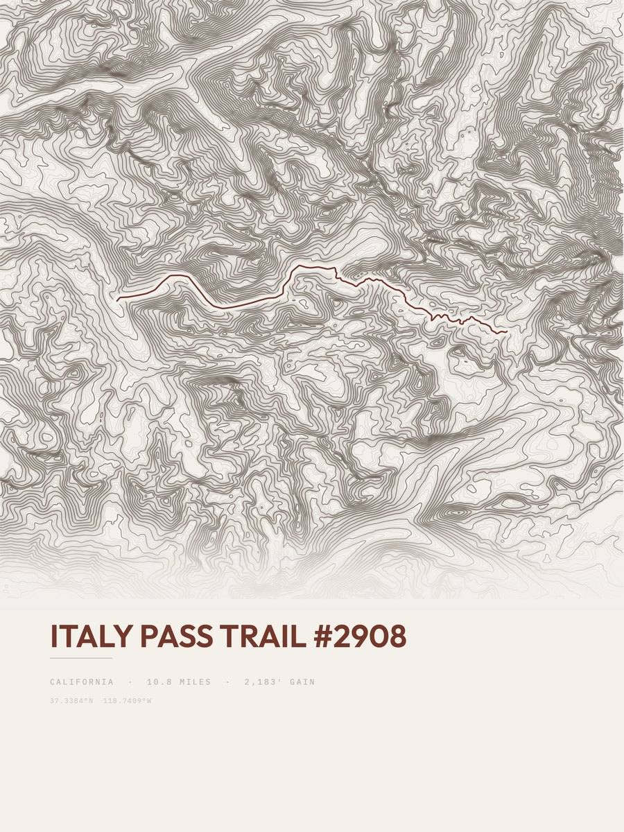 Italy Pass Trail Topographic print