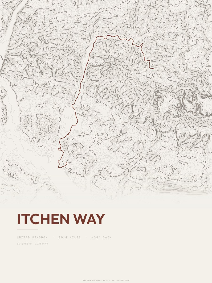 Itchen Way Topographic print