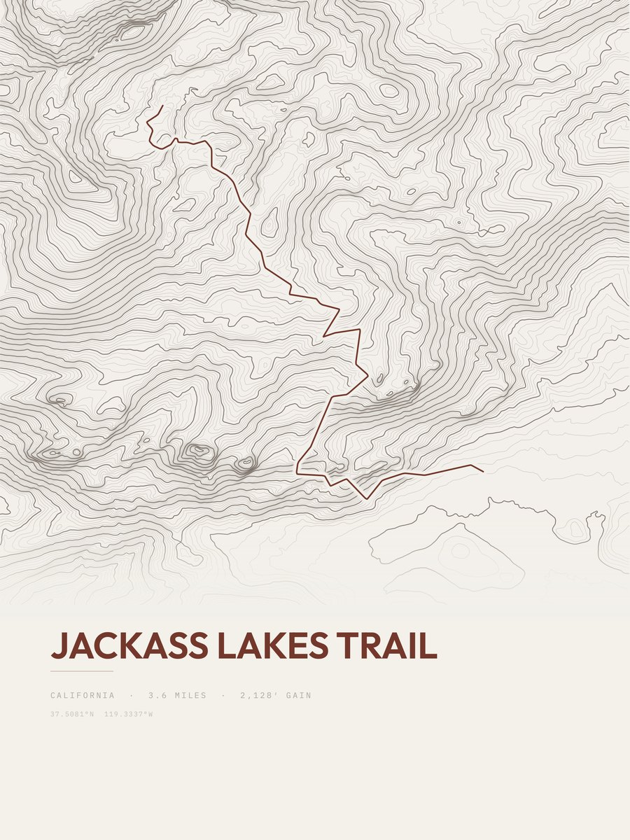 Jackass Lakes Trail Topographic print