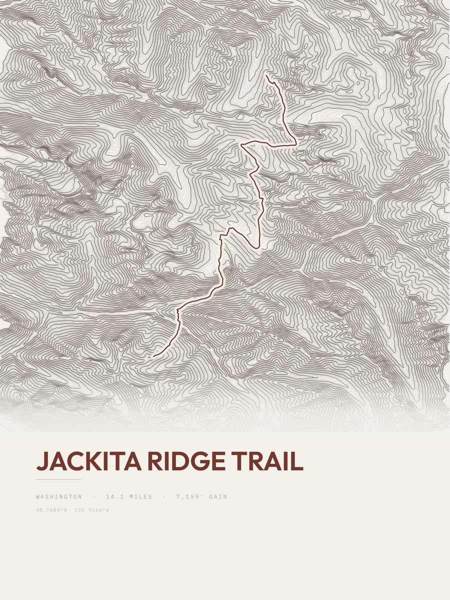 Jackita Ridge Trail topographic trail print