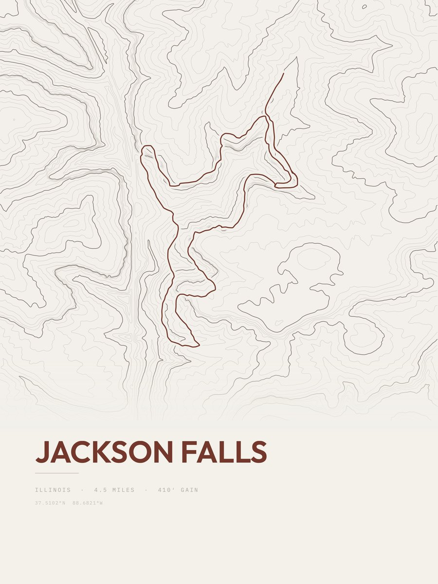 Jackson Falls topographic trail print