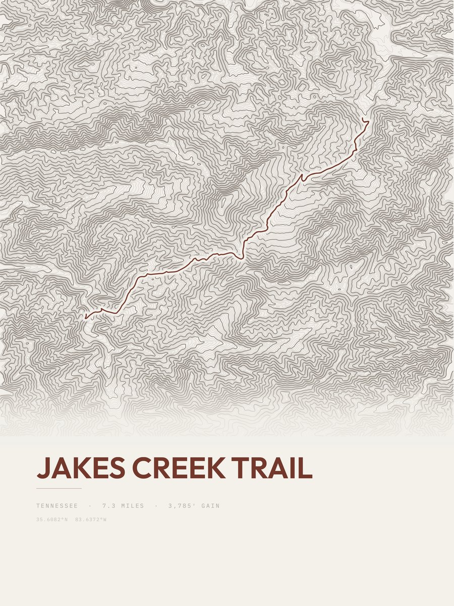 Jakes Creek Trail Topographic print