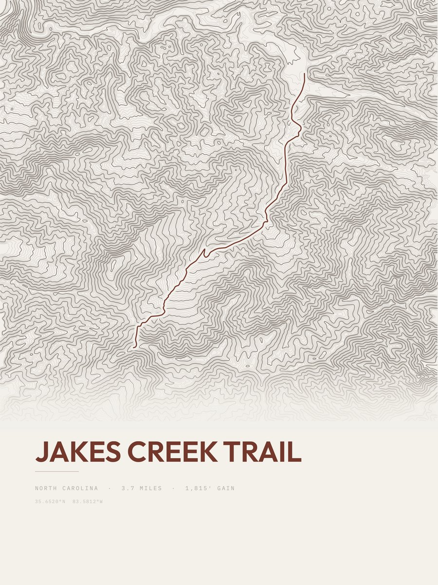 Jakes Creek Trail Topographic print