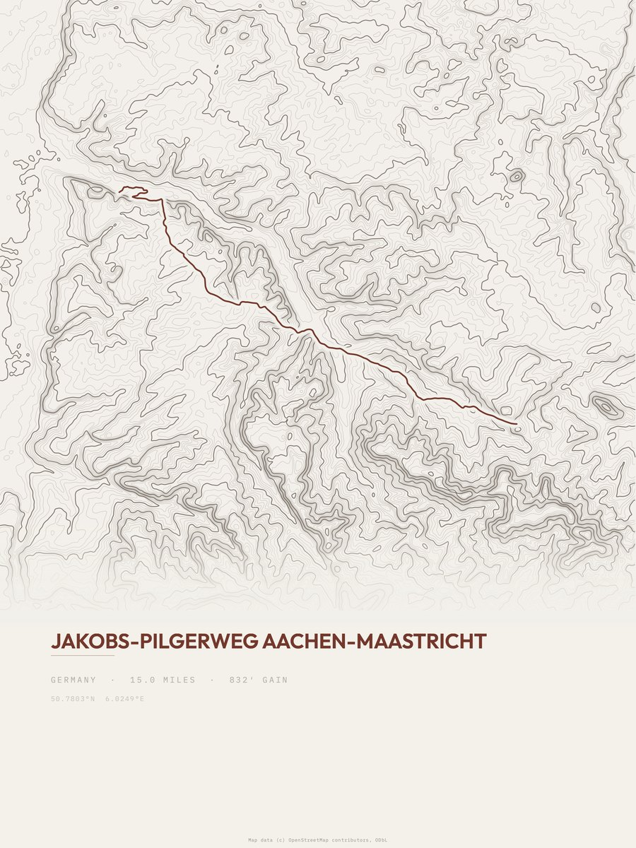 Jakobs-Pilgerweg topographic trail print