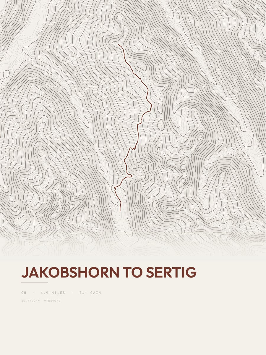 Jakobshorn to Sertig topographic trail print