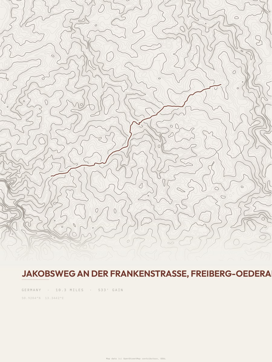 Jakobsweg an der Frankenstraße topographic trail print