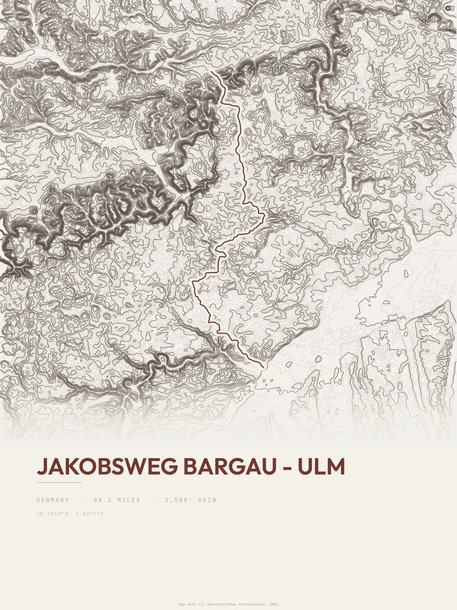 Jakobsweg Topographic print