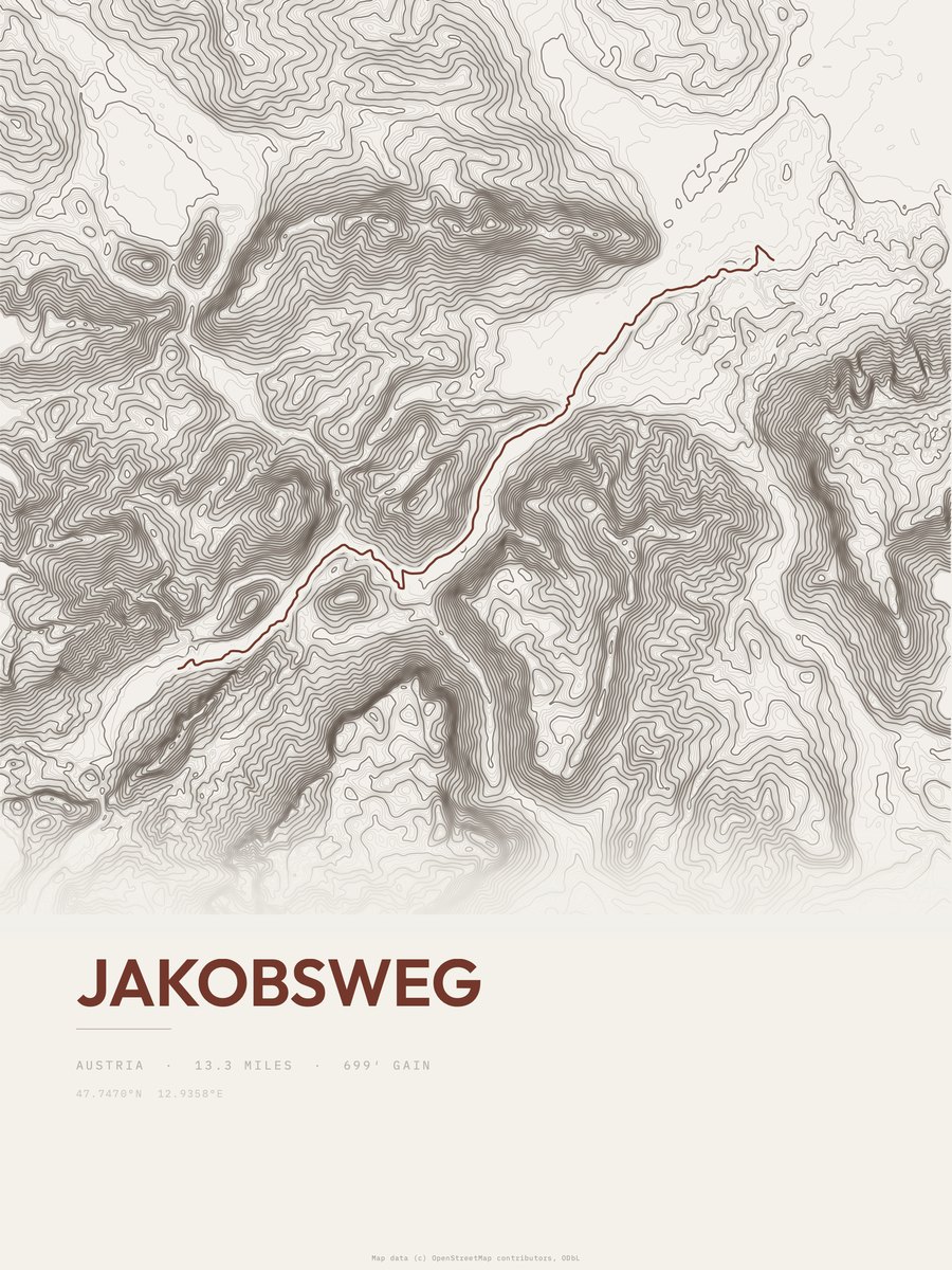 Jakobsweg topographic trail print