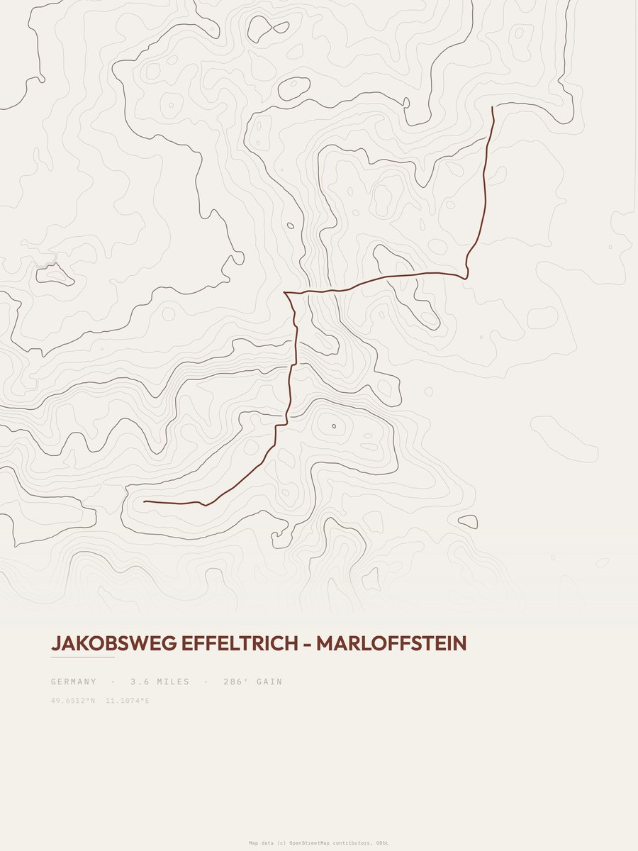 Jakobsweg topographic trail print