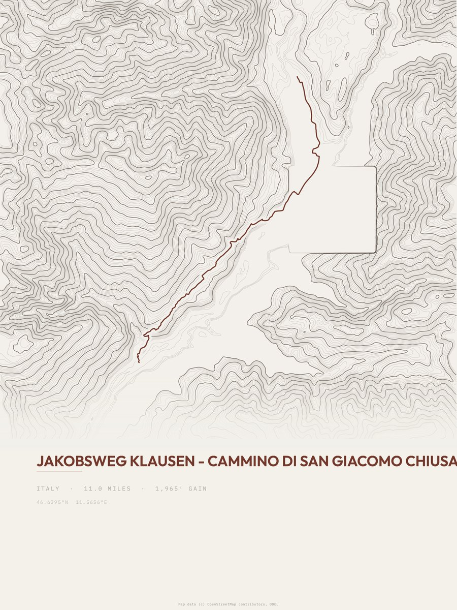 Cammino di San Giacomo topographic trail print