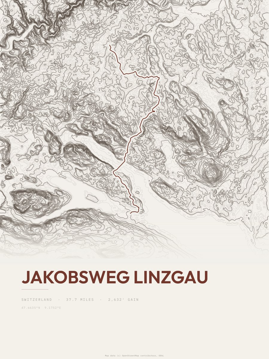 Jakobsweg Linzgau Topographic print