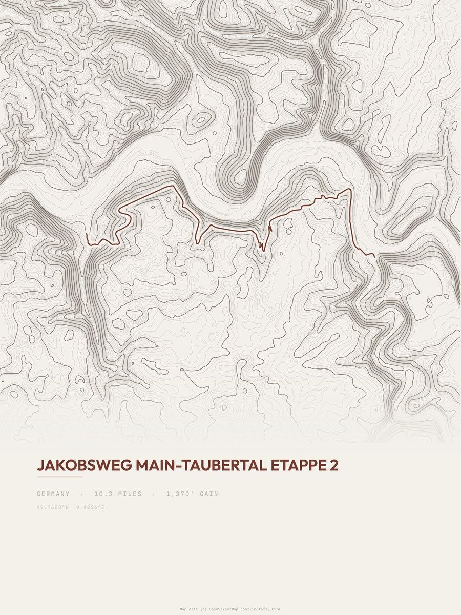 Jakobsweg Main-Taubertal Topographic print