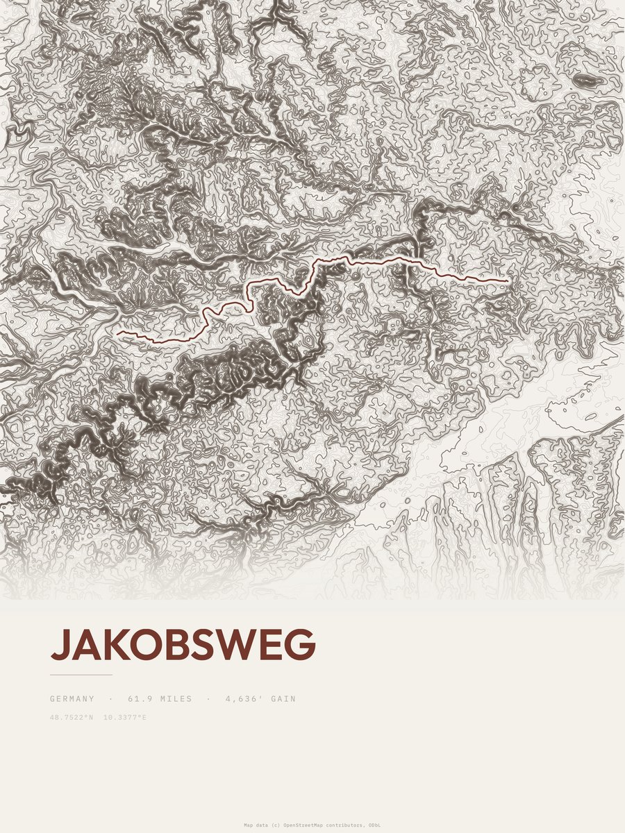 Jakobsweg Topographic print
