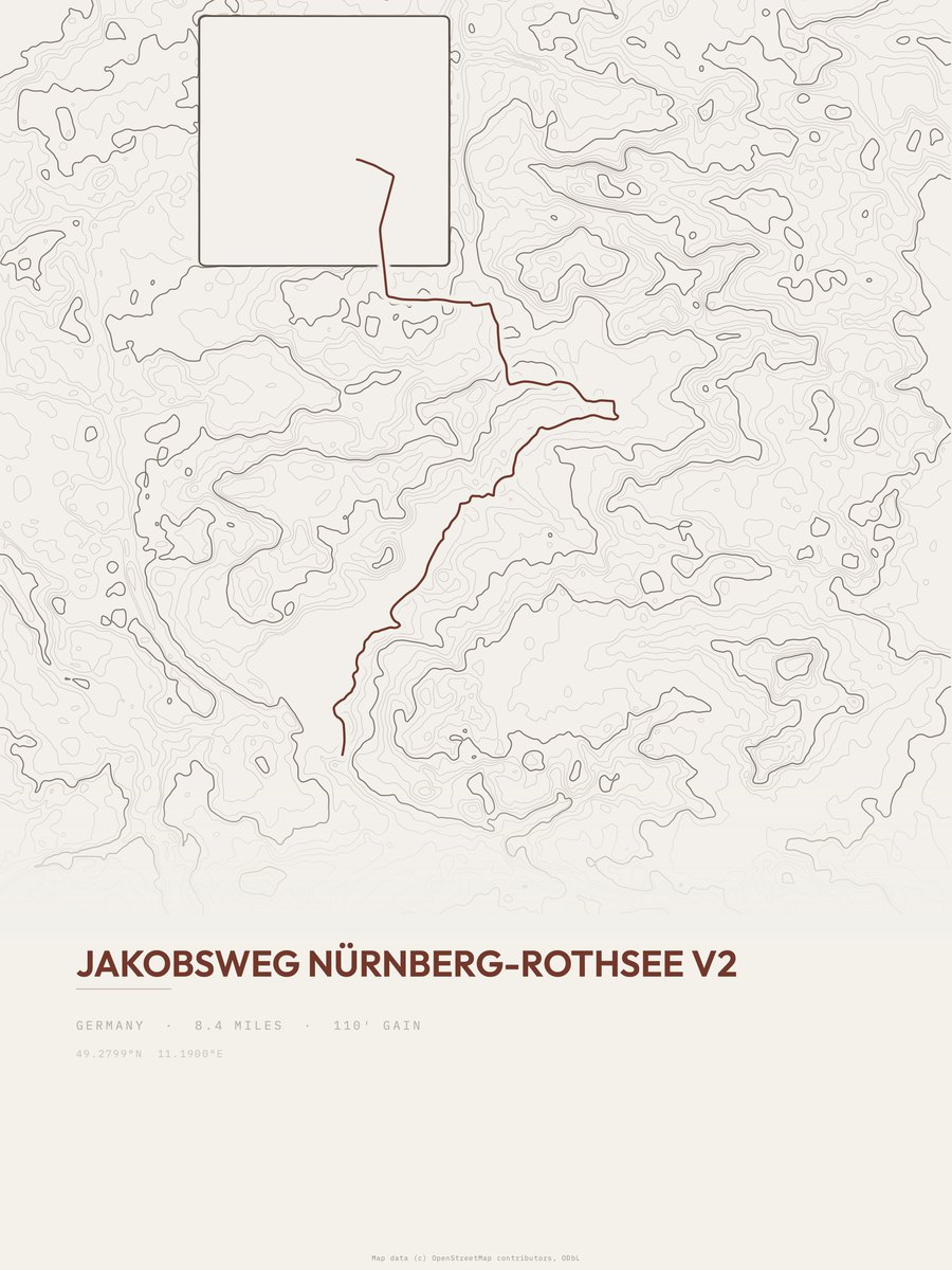 Jakobsweg Nürnberg-Rothsee V2 Topographic print