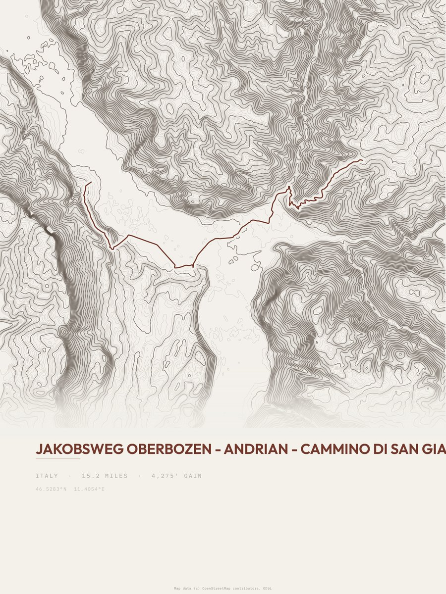 Cammino di San Giacomo topographic trail print