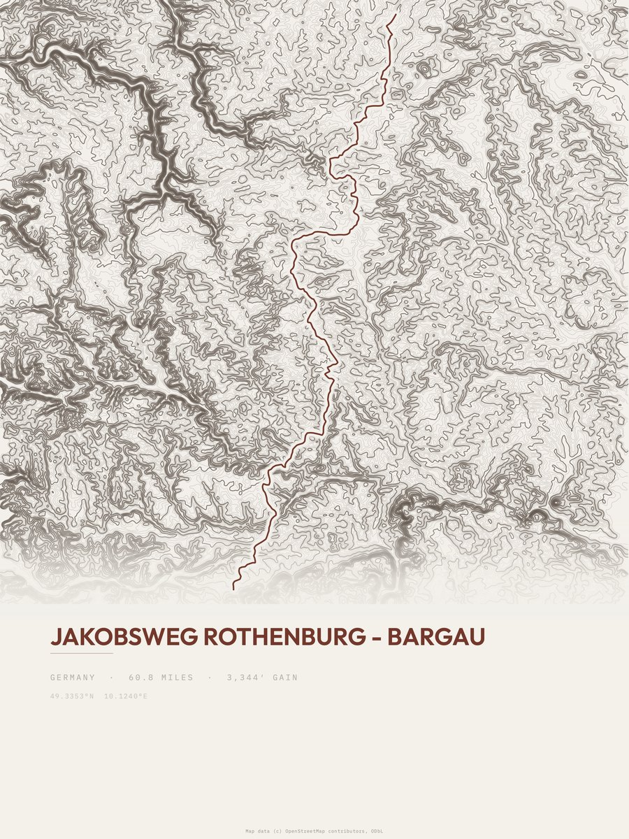Jakobsweg Topographic print