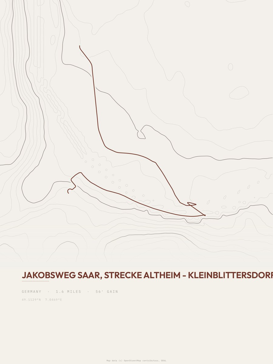 Jakobsweg Saar topographic trail print