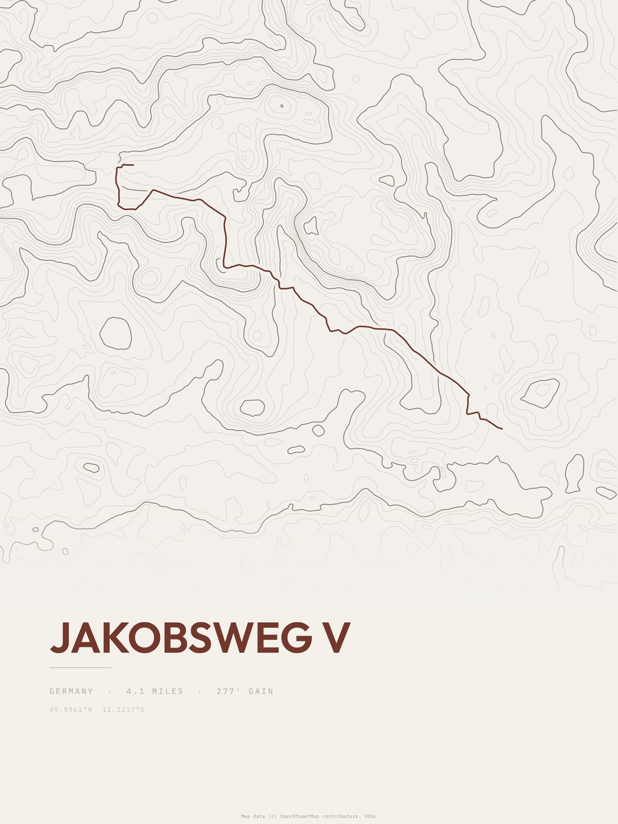 Jakobsweg V topographic trail print
