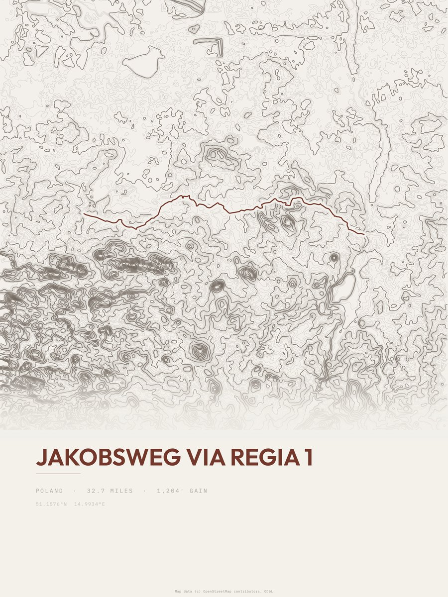 Jakobsweg Via Regia 1 topographic trail print
