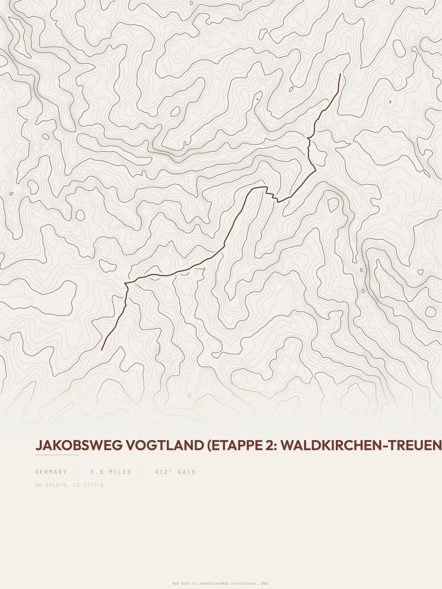 Jakobsweg Vogtland topographic trail print