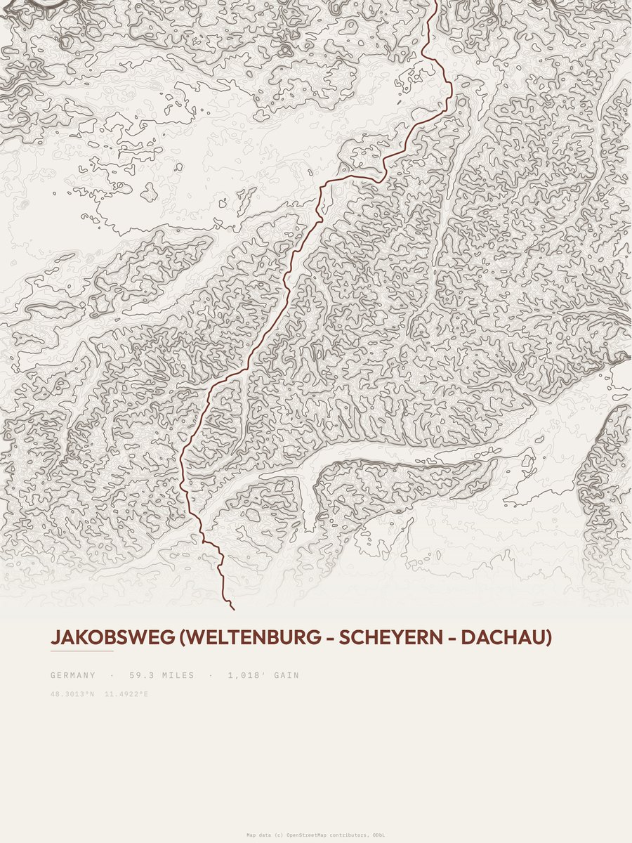 Jakobsweg Topographic print