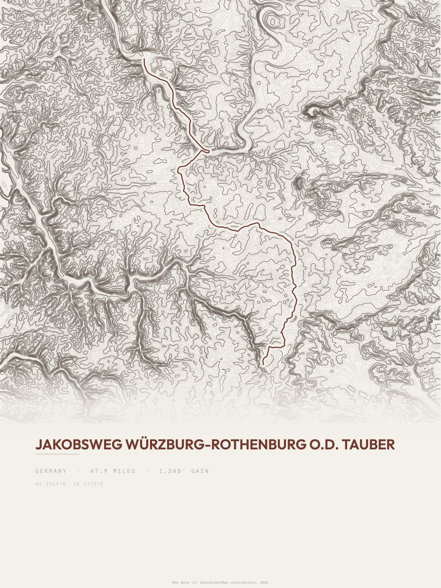 Jakobsweg Topographic print