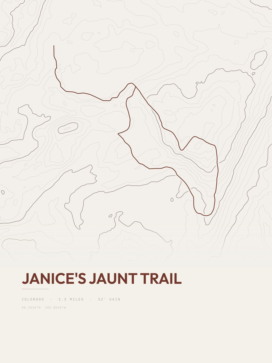 Janice's Jaunt Trail topographic trail print