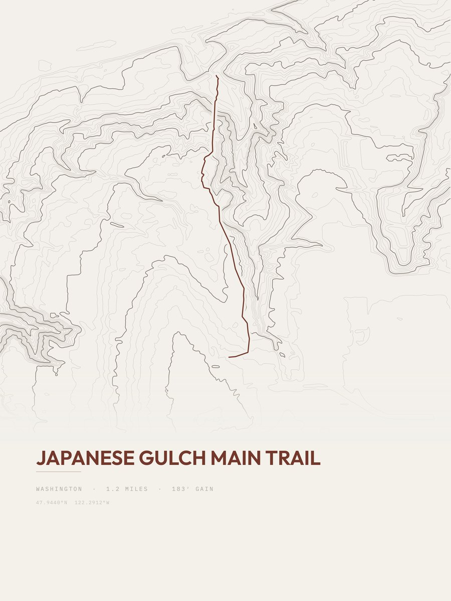 Japanese Gulch Main Trail topographic trail print