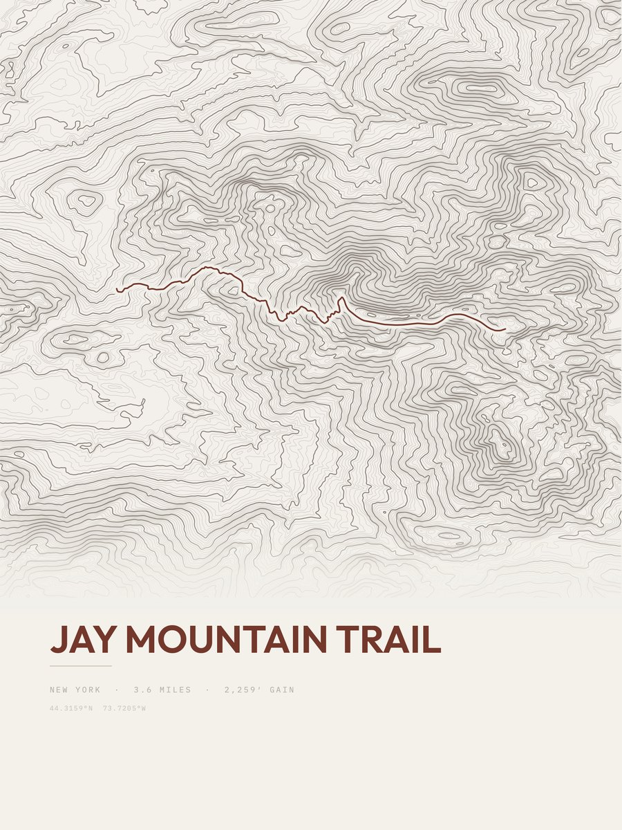 Jay Mountain Trail Topographic print