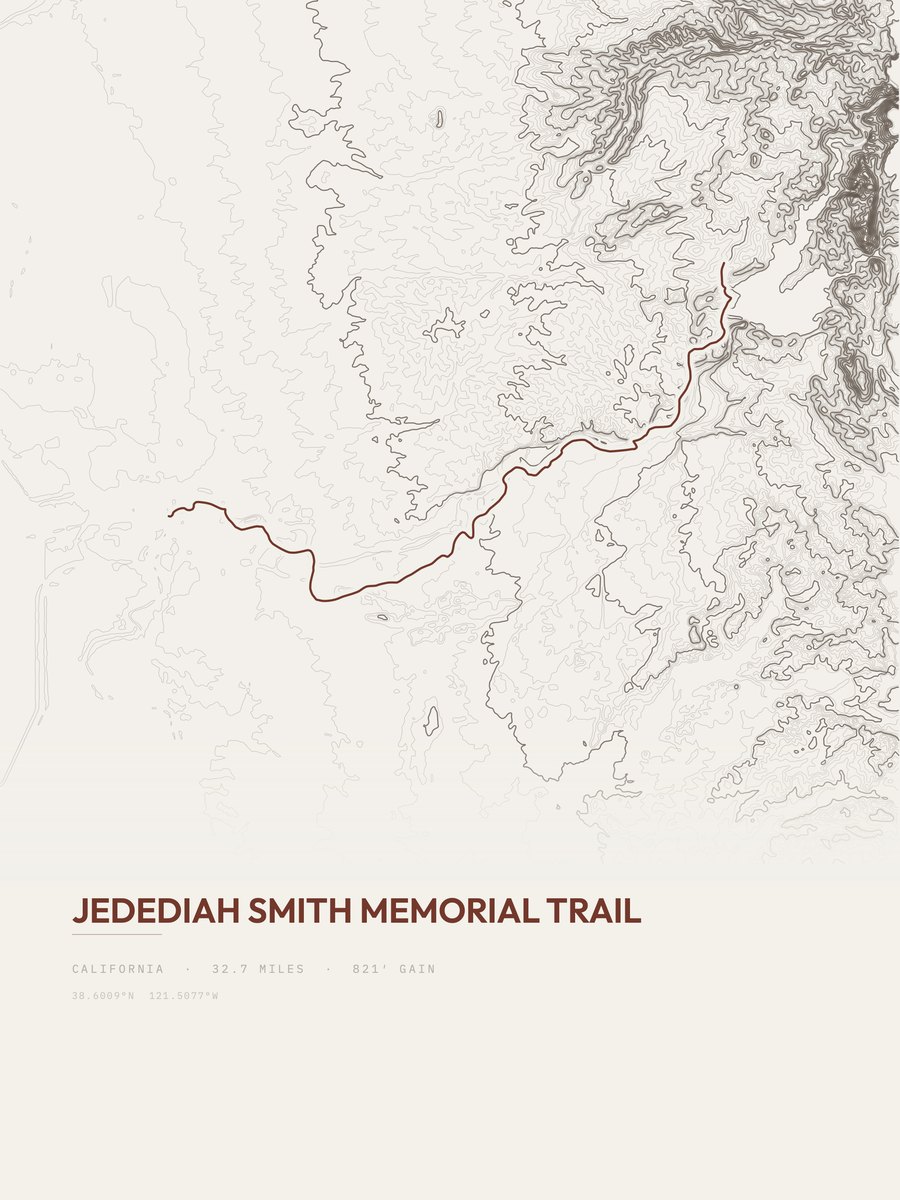 Jedediah Smith Memorial Trail Topographic print