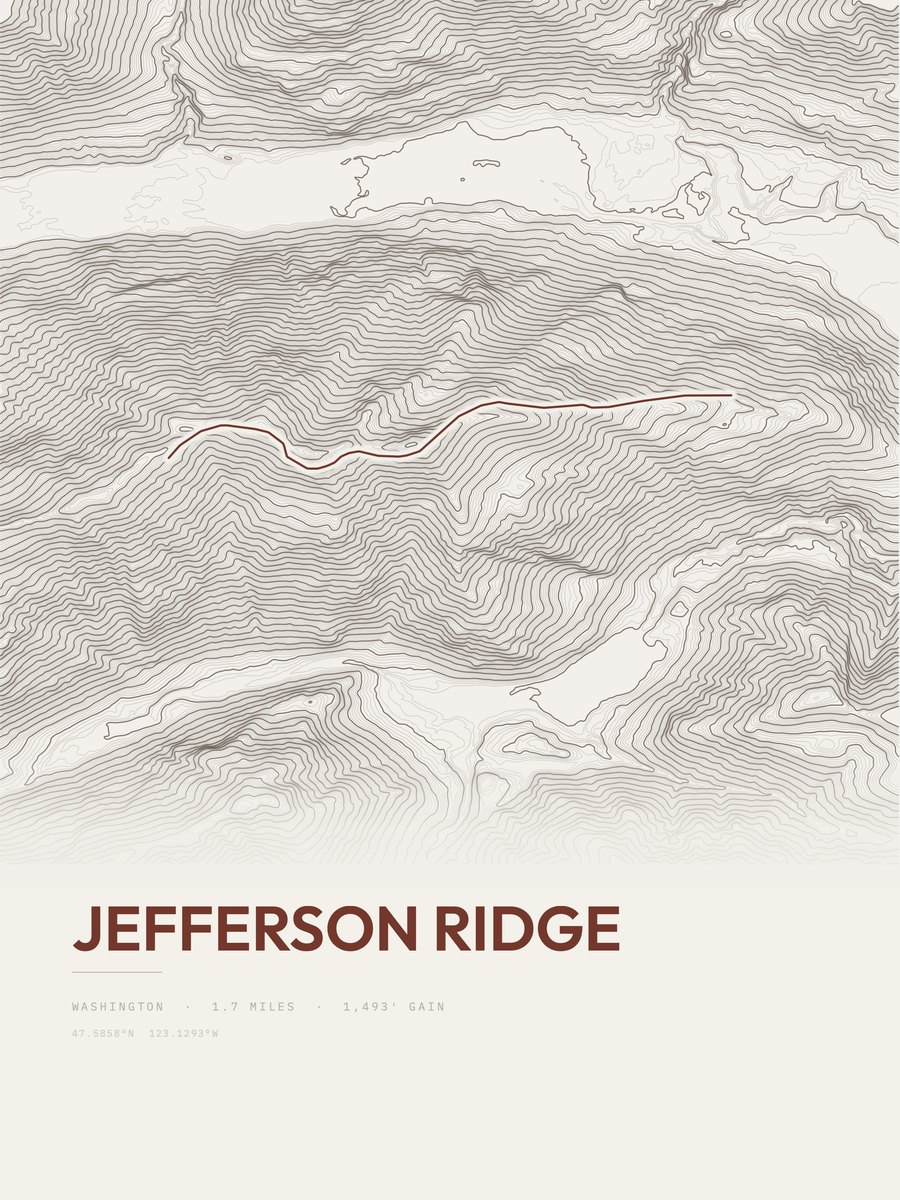 Jefferson Ridge topographic trail print