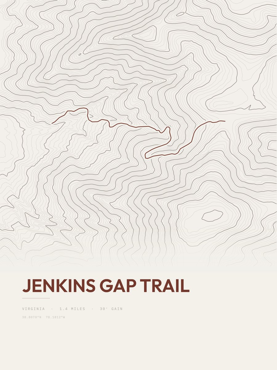 Jenkins Gap Trail Topographic print