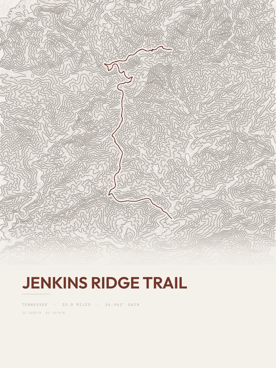 Jenkins Ridge Trail topographic trail print