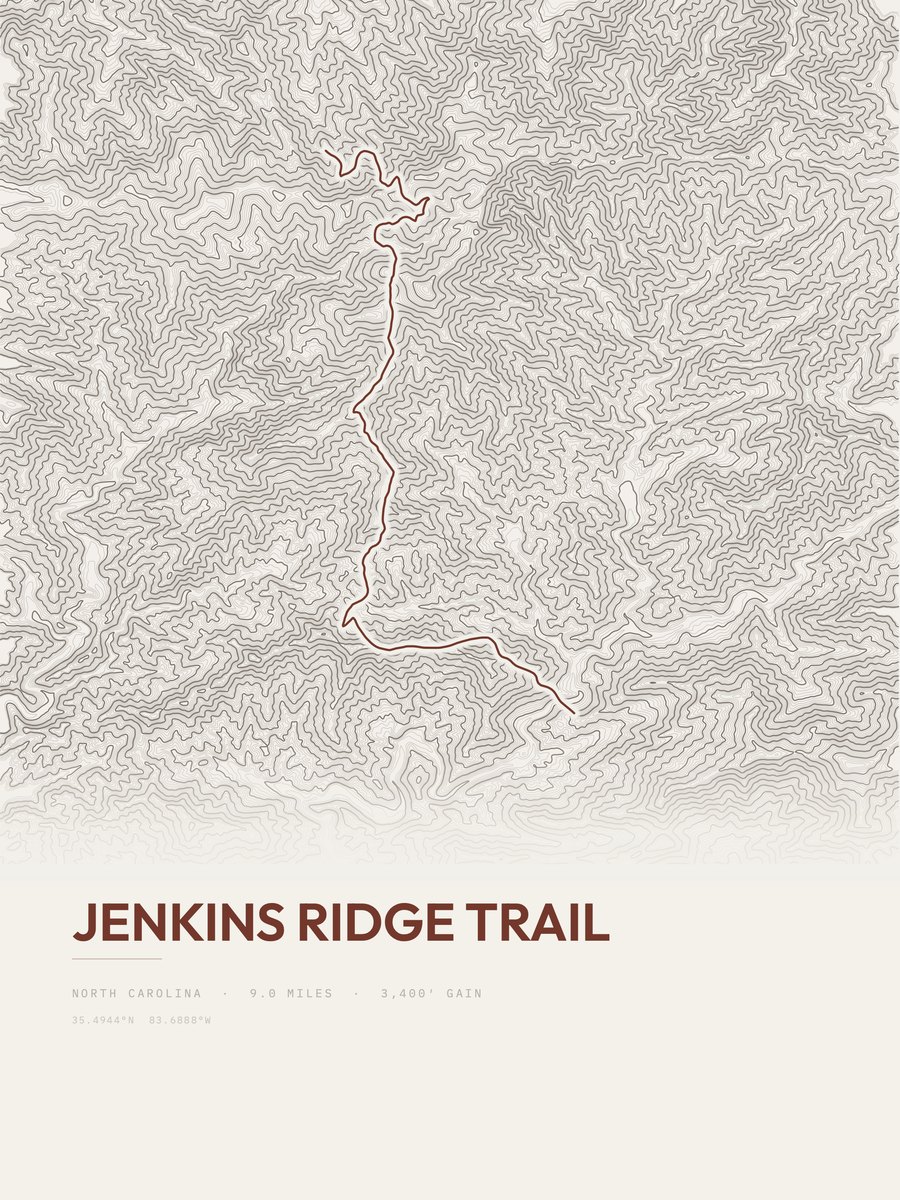 Jenkins Ridge Trail Topographic print