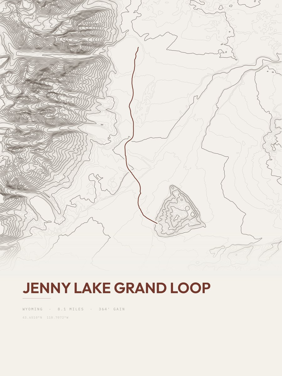 Jenny Lake Grand Loop Topographic print