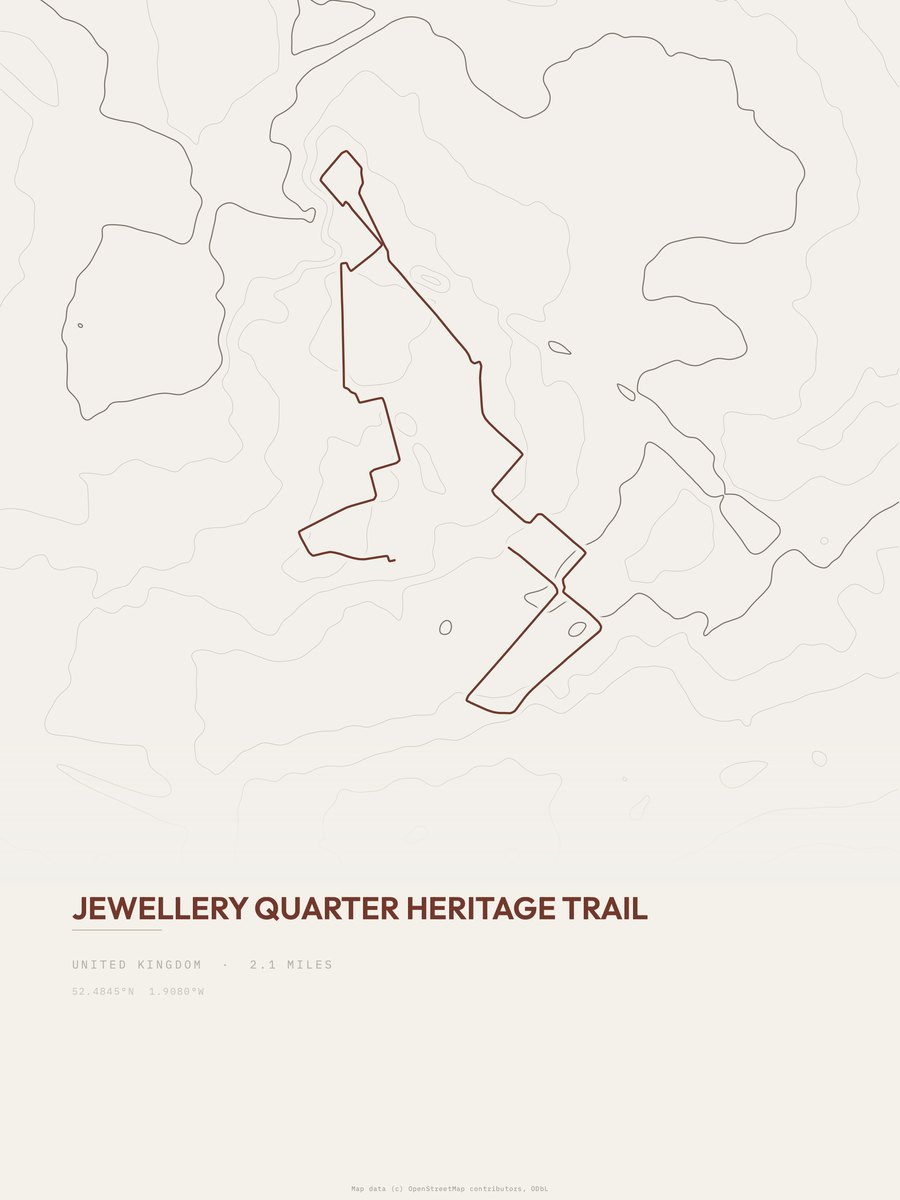 Jewellery Quarter Heritage Trail topographic trail print