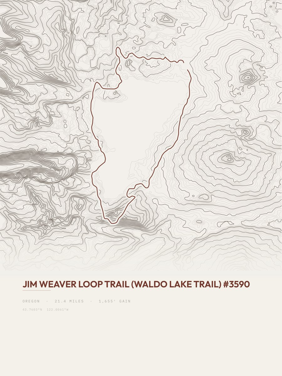 Jim Weaver Loop Trail topographic trail print