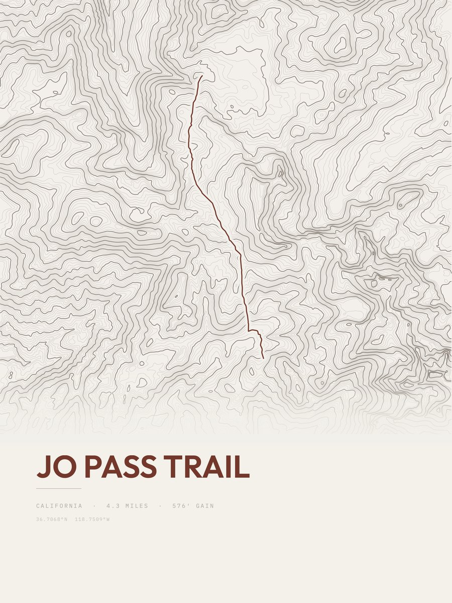 JO Pass Trail Topographic print