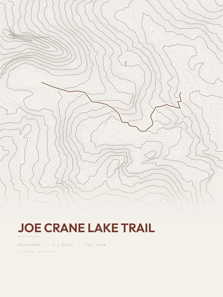 Joe Crane Lake Trail Topographic print