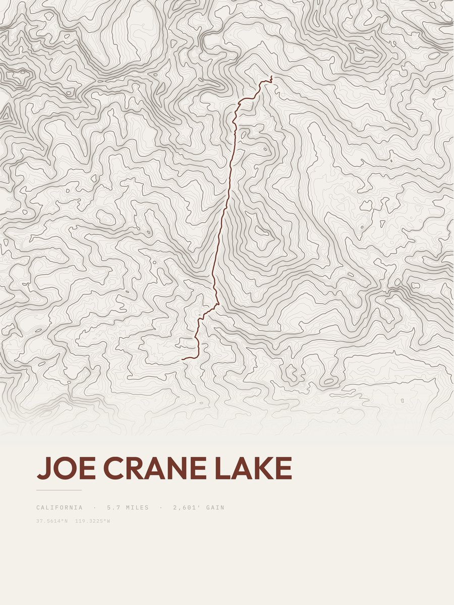 Joe Crane Lake Topographic print