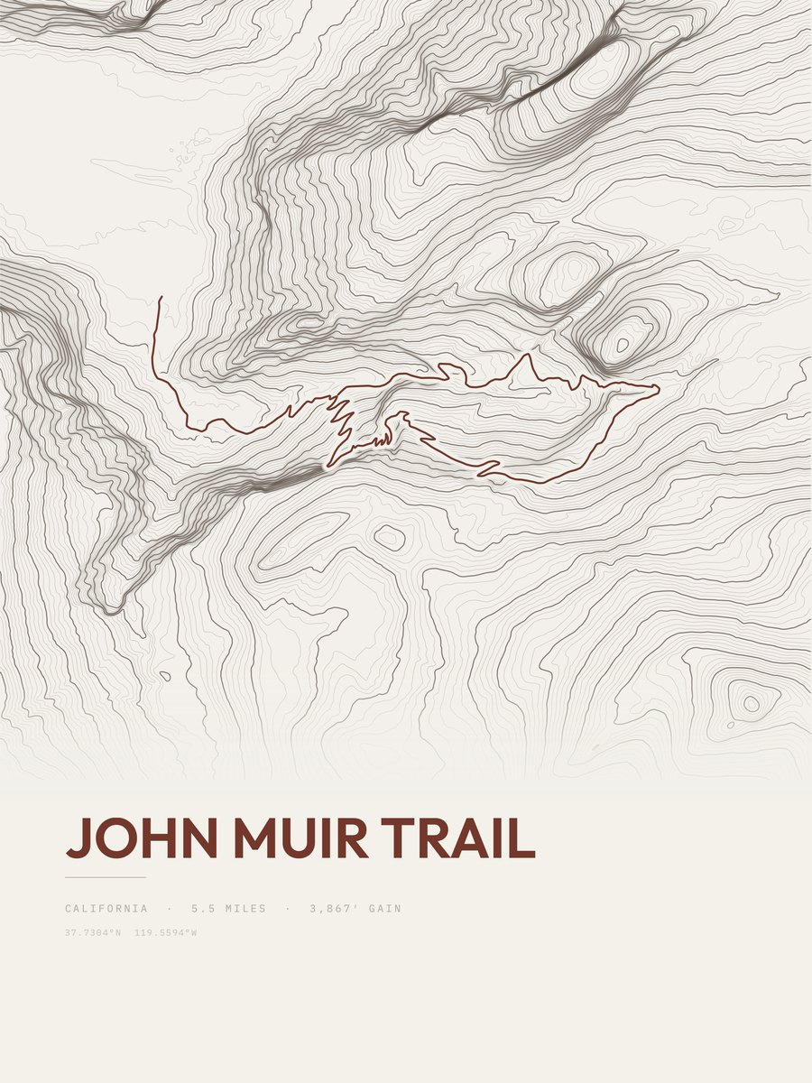 John Muir Trail Topographic print
