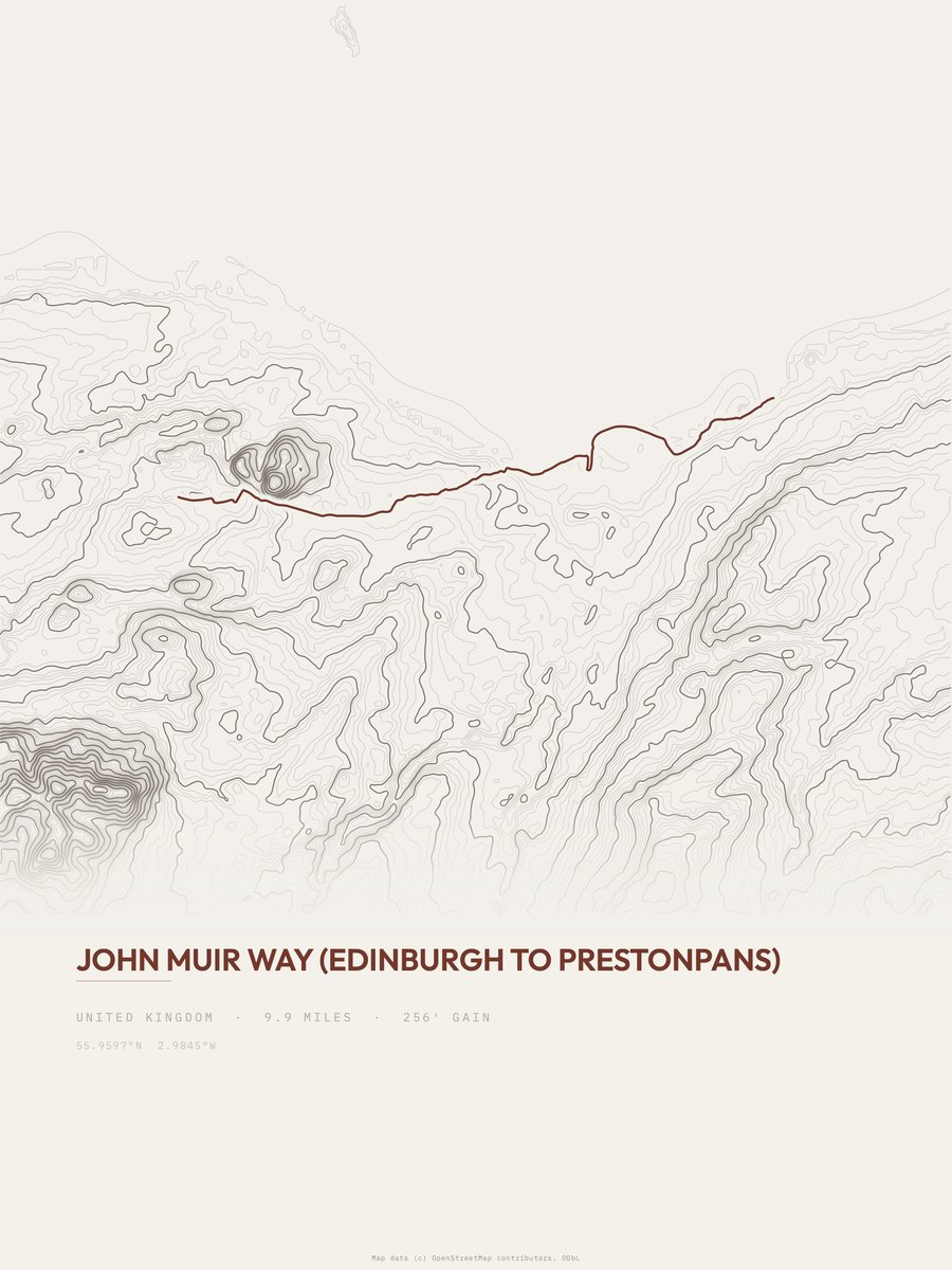 John Muir Way Topographic print