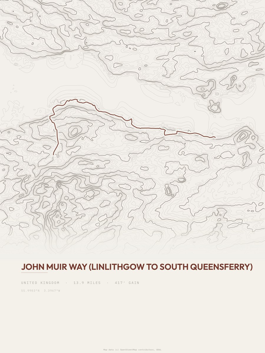 John Muir Way Topographic print